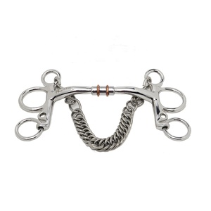 Bocado para Caballo de Acero Inoxidable con Boquilla Dorada y Diseño de Cadena, Bocado de Lujo con Cadena Dorada - Product Image 3