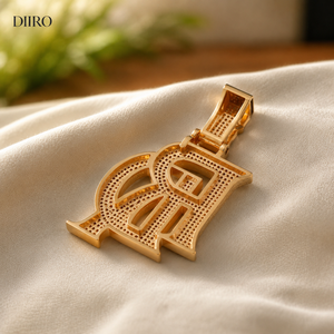 Colgante de Letra con Diamante de Corte Redondo, Chapado en Oro Amarillo de 18K, Moissanita con Micro Pavé, Colgantes Unisex - Product Image 4