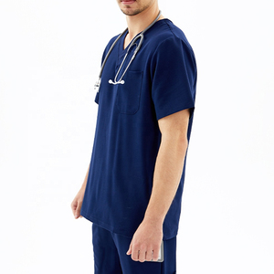 Mens Medical Corduroy Scrub Suit Set Breathable High Quality Comfortable Lightweight Short Sleeve <b>Top</b> Pants Healthcare Uniform - Product Image 4