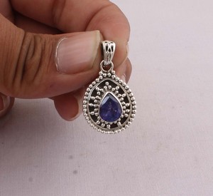 Colgante de Tanzanita Natural, Plata de Ley 925, Joyería con Gema Azul Violeta Facetada, Estilo Vintage, Collar TZ para Mujer - Product Image 6