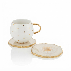 <b>Pink</b> Resin <b>Coasters</b> With Elegant Gold Trim Faux Agate Slice Geode Cup Mat <b>Pink</b> Marble Swirl Epoxy <b>Coasters</b> Set For Aesthetic - Product Image 2