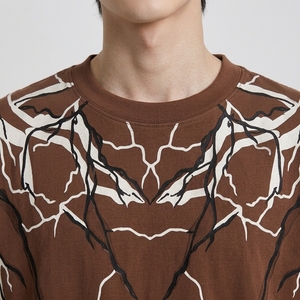 Camiseta de punto OEM Premium para hombre, personalizada, de algodón, oversize, con hombros caídos, estampada, cuello redondo, manga corta, estilo urbano - Product Image 4