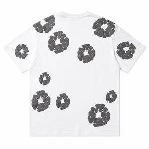 Conjunto de camiseta y pantalones cortos de algodón blanco para hombre con estampado circular negro, atuendo informal de verano, transpirable, de punto, de dos piezas - Product Image 4