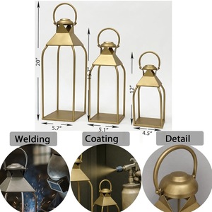 Wholesale Trending Style <b>Gold</b> Metal Candle Pillar Holder <b>Lanterns</b> for Christmas Home and Events Decorations - Product Image 4