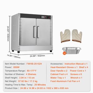 Scaldavivande professionale a 4 livelli in acciaio inox con doppia porta, regolazione manuale della temperatura, ripiani regolabili e 4 vaschette per acqua, ideale per concessioni - Product Image 3