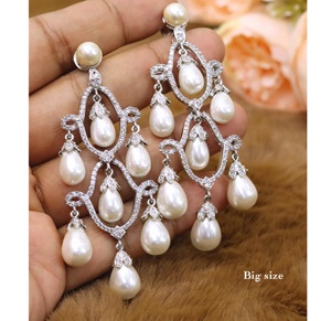 Hermoso diseño de latón plateado de primera calidad con apariencia de piedra para mujeres, colección de joyería clásica para bodas. - Product Image 1