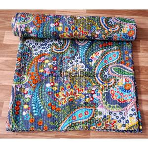 Colcha Reversible India 100% Algodón, Acolchada, Hecha a Mano, Estilo Vintage Kantha, Manta, Cobija, Ecológica, Orgánica, para Todas las Estaciones - Product Image 4