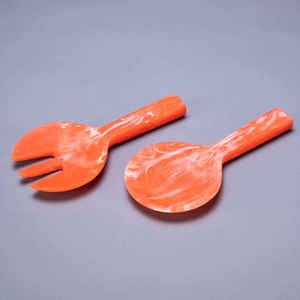 Juego de Servidores de Ensalada Naranja, Tenedores y Cucharas para Servir Ensalada, Arroz, Curry, Sopa, Utensilios de Cocina - Product Image 1