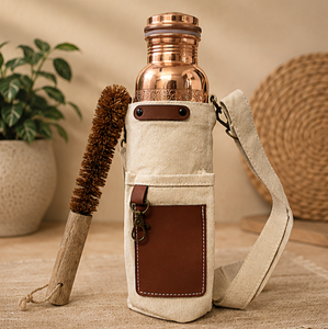 Floral Etched Copper Hydration Vessel With Carrying Bag Eco-friendly Portable Multi-Use Home Use with Coaster Lids - Product Image 3