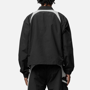 Unisex <b>Black</b> Windproof Waterproof Breathable Racer Jacket Gray Color Blocking Hooded Zipper Closure Sporty High Street Style - Product Image 2