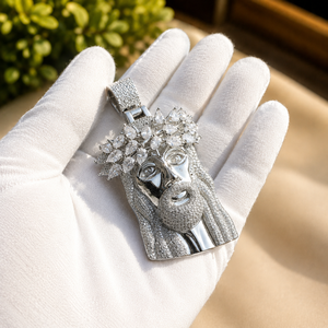 925 Sterling Silver Jesus Face <b>Pendant</b> Teardrop Cut Diamond Men's Hip Hop Jewelry Moissanite with GRA Certified - Product Image 5