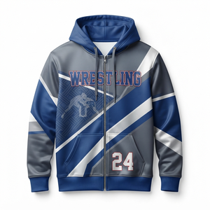Sudadera con Capucha y Cierre para Hombre, para Esquí en la Nieve, Azul y Blanco, Estampado por Sublimación, Deportiva, Corte Regular, Ropa de Invierno - Product Image 4