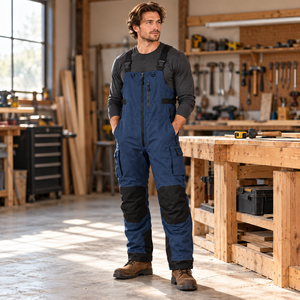 Salopette de travail utilitaire pour hommes avec fermeture éclair frontale, poches cargo sur les cuisses et genouillères renforcées – Idéale pour atelier et menuisier - Product Image 6