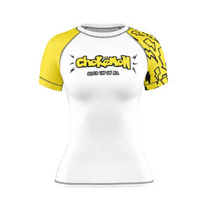 White and Black BJJ Professional Training Men Women Kingz Rash Guard Ranked Short <b>Sleeve</b> Rashguard - Product Image 4