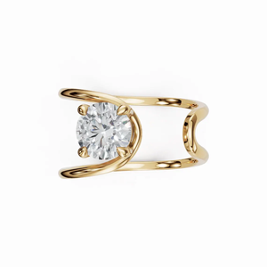 Bague en or 14 carats unique, style enveloppant, avec solitaire rond flottant en diamant de laboratoire, bague ouverte en spirale pour femme - Product Image 6