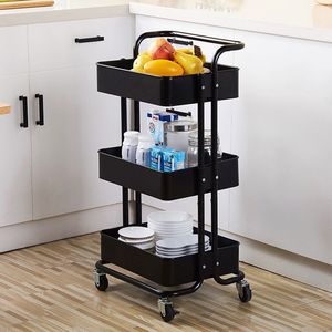 Carrello Portaoggetti Moderno a 3 Ripiani per Cucina, con Maniglia Nera in Plastica YS e Ruote Staccabili, per Camera da Letto, Ufficio, Soggiorno - Product Image 5