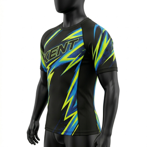 Camiseta de Compresión Sublimada, de Poliéster y Spandex, de Secado Rápido y Elasticidad en Cuatro Direcciones, para Entrenamiento de MMA, BJJ y Surf - Product Image 3