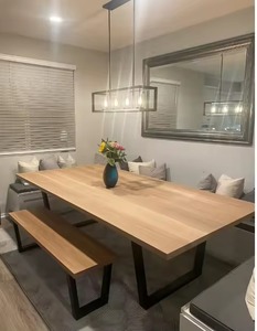High Quality Modern Luxury Restaurant Furniture Glass Top Wood Frame Eco-Friendly Dining <b>Table</b> 2 <b>Bench</b> 6 Restaurant <b>Sets</b> - Product Image 4