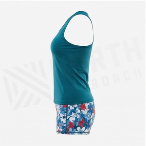 Women Floral Print 2 Piece Tankini <b>Set</b> Quick Dry Spandex Polyester Shorts and Tank Top Regular Fit Knitted Sportswear - Product Image 3