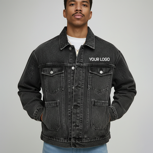 Chaqueta Vaquera Premium Personalizada para Hombre, Delgada, Sencilla, Holgada, con Detalles Frontales, Servicio OEM Disponible, Lavada - Product Image 1