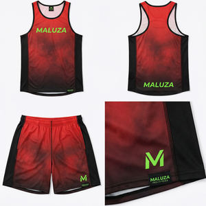 Ensemble d'entraînement de basketball MALUZA personnalisé, respirant, grande taille, débardeur de performance et short de sport - Product Image 6