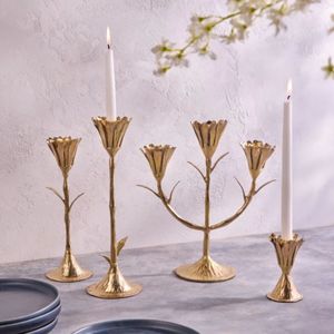 Vintage Brass Flower Inspired Candle Holder Handmade Decorative <b>Stand</b> for Home Hotel Temple Wedding Party Centerpiece Gift - Product Image 3