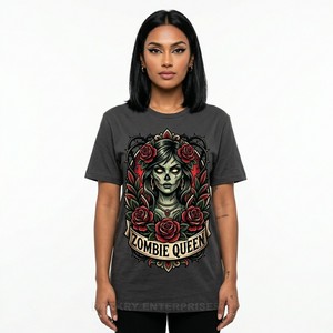 Camiseta Personalizada con Gráfico de Zombi con Espejo Infinito en 3D para Mujer, Camiseta Negra de Algodón, Fabricante de Camisetas de Arte de Terror y Surrealismo, Venta al Por Mayor - Product Image 6