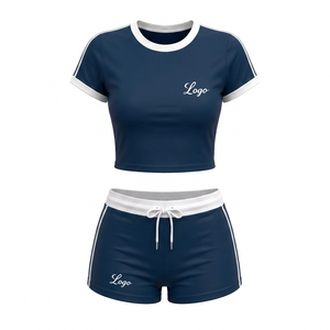 2026 OEM Custom Logo Women 2 Piece Set Summer Top and <b>Shorts</b> Set Wholesale Casual Athletic Tracksuit - Product Image 4