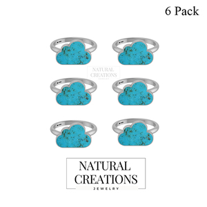 Cloud Shape <b>Turquoise</b> <b>Ring</b> Rose Gold Bezel Setting Classic Cute Gemstone Unisex Everyday Wear Party Occasions - Product Image 2