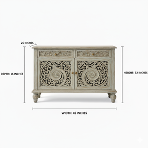 Excellent Quality Solid Wood Spiral Motif 2 Door <b>Sideboard</b> with Drawers for Home and Hotel Use Available at Factory Price - Product Image 3