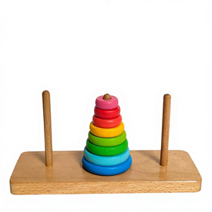 Tour de Hanoï en bois écologique, casse-tête avec 10 anneaux pour enfants, cadeau toutes saisons - Product Image 1