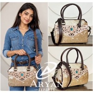 <b>Handmade</b> 2026 Cowhide Medium Speedy Bag Tooled Leather Western Handbag with Shoulder & Crossbody Spacious Travel Duffel Bags - Product Image 1
