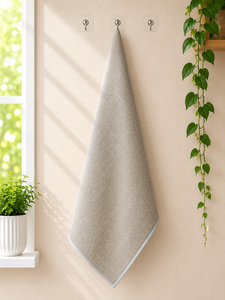 Essuie-tout de cuisine 100% lin naturel beige |   Essuie-tout en lin uni avec bordure blanche |   Serviette de cuisine en lin de qualité supérieure - Product Image 2