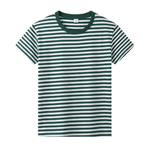 Camiseta a Rayas Unisex, Clásica, Informal, de Algodón, Personalizable con Logotipo OEM, Camiseta a Rayas de Moda Casual - Product Image 1