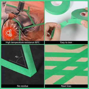 Prix automobile crêpe papier adhésif ruban de masquage résistant aux hautes températures bâton solide sans résidu peinture réparation utilisation en <span class=keywords><strong>atelier</strong></span> - Product Image 6