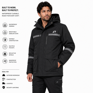 Men's <b>Jackets</b> Reflective Safety Workwear Hooded Waterproof Windproof Outdoor Construction <b>Jacket</b> Custom Logo OEM ODM - Product Image 4