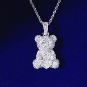 Custom <b>Cute</b> Diamond <b>Bear</b> Pendant Iced Out Hiphop VVS Moissanite S925 Silver IGI Certified Diamond Pendants & Charms Style - Product Image 3