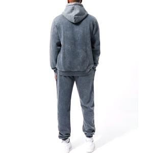 Ensemble de survêtement décontracté pour homme de haute qualité, effet délavé, en tissu respirant, avec sweat à capuche et pantalon de jogging, grandes tailles, style streetwear, tendance OEM - Product Image 3