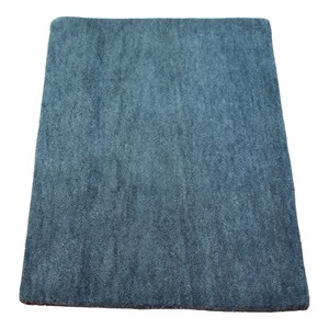 Tapis moderne en laine bleue tufté à la main, à poils ras, design uni, pour salon, chambre, hôtel - Product Image 4