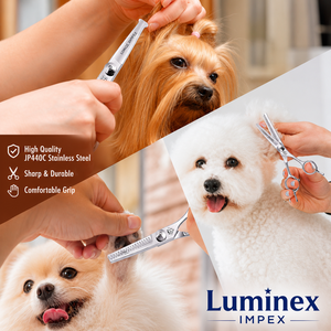 Juego de tijeras de primera calidad para el cuidado de mascotas, fabricadas con acero inoxidable de alta calidad, kit profesional para cortar el pelo de perros y gatos con estuche - Product Image 6