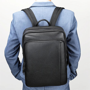 Genuine Leather <b>Backpack</b> <b>Convertible</b> Minimalist Zipper Closure Anti-Theft Computer Interlayer for Business Male 20-35Litre - Product Image 1