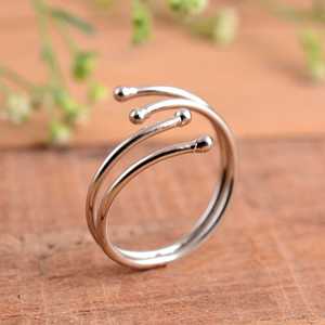 Trendy 925 <b>Sterling</b> <b>Silver</b> Spiral Bypass <b>Adjustable</b> Multi-Layer Wrap <b>Ring</b> Unisex Minimalist Luxury Open Band Engagement Wedding - Product Image 4