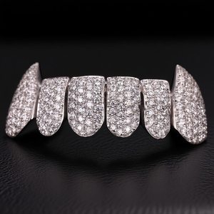 Grillz de Dientes Unisex Estilo Hip Hop con Diamantes en Forma de Espiga, Microincrustaciones y Corte Brillante Redondo, para Uso Diario, Joyería Corporal - Product Image 2