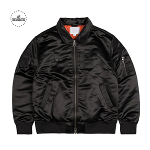 Blouson aviateur en polyester grande taille pour homme, veste bomber satinée à manches longues zippée pour l'extérieur, vente en gros - Product Image 6