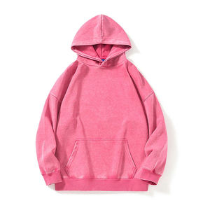 <b>Men's</b> <b>Pink</b> Hoodie Oversized Pullover <b>Sweatshirt</b> French Terry Polyester/Cotton Pocket Heavyweight Vintage Streetwear Casual Long - Product Image 1