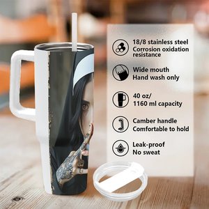 Stainless Steel Tumbler 40oz With Nun Tattoo Design Travel Mug For <b>Coffee</b> Tea - Product Image 5
