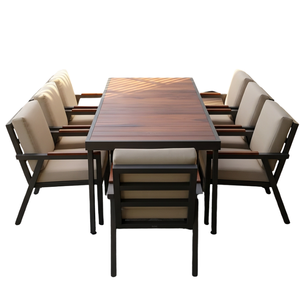 Muebles de Comedor para Exteriores OEM ODM, Estructura de Aluminio o Madera, Resistentes a la Intemperie, Juego de Comedor para Patio, Color de Cojines Personalizado - Product Image 3