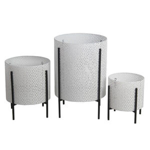 Pots de fleurs modernes en métal rose doré avec supports en fer noir, pour l'intérieur et l'extérieur, supports de plantes surélevés, décoratifs - Product Image 2