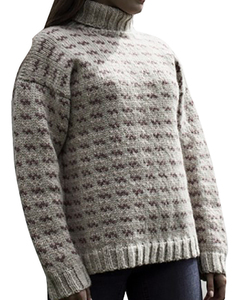 Pull décontracté unisexe violet en nylon/acrylique jacquard à col rond et manches longues, toutes saisons, couleur unie, anti-boulochage, fermeture éclair sur le devant - Product Image 5