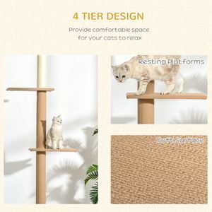 Natural <b>Light</b> Brown Cat Tree Eco-Friendly Sisal Covered Scratching <b>Posts</b> Floor Ceiling Cat Scratcher for Kittens Carton Packing - Product Image 6